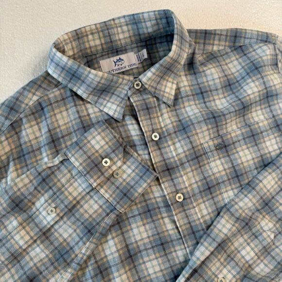 Southern Tide Flannel Mens Large Plaid Long Sleeve Soft Flannel Button-Up Shirt - Picture 7 of 7